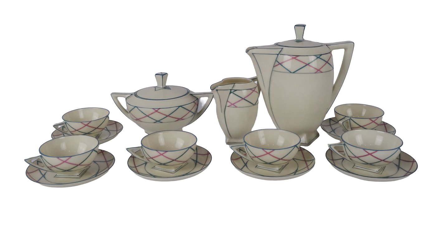 značeno Royal Ivory Bohemia - Art deco 6 osobní čajový set