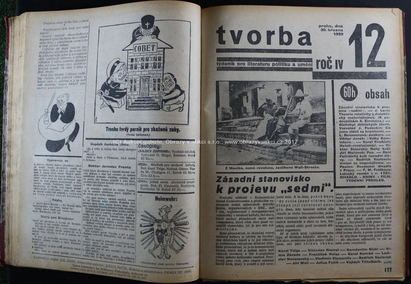 . - Svázané týdeníky Tvorba, rok 1929, ročník IV.
