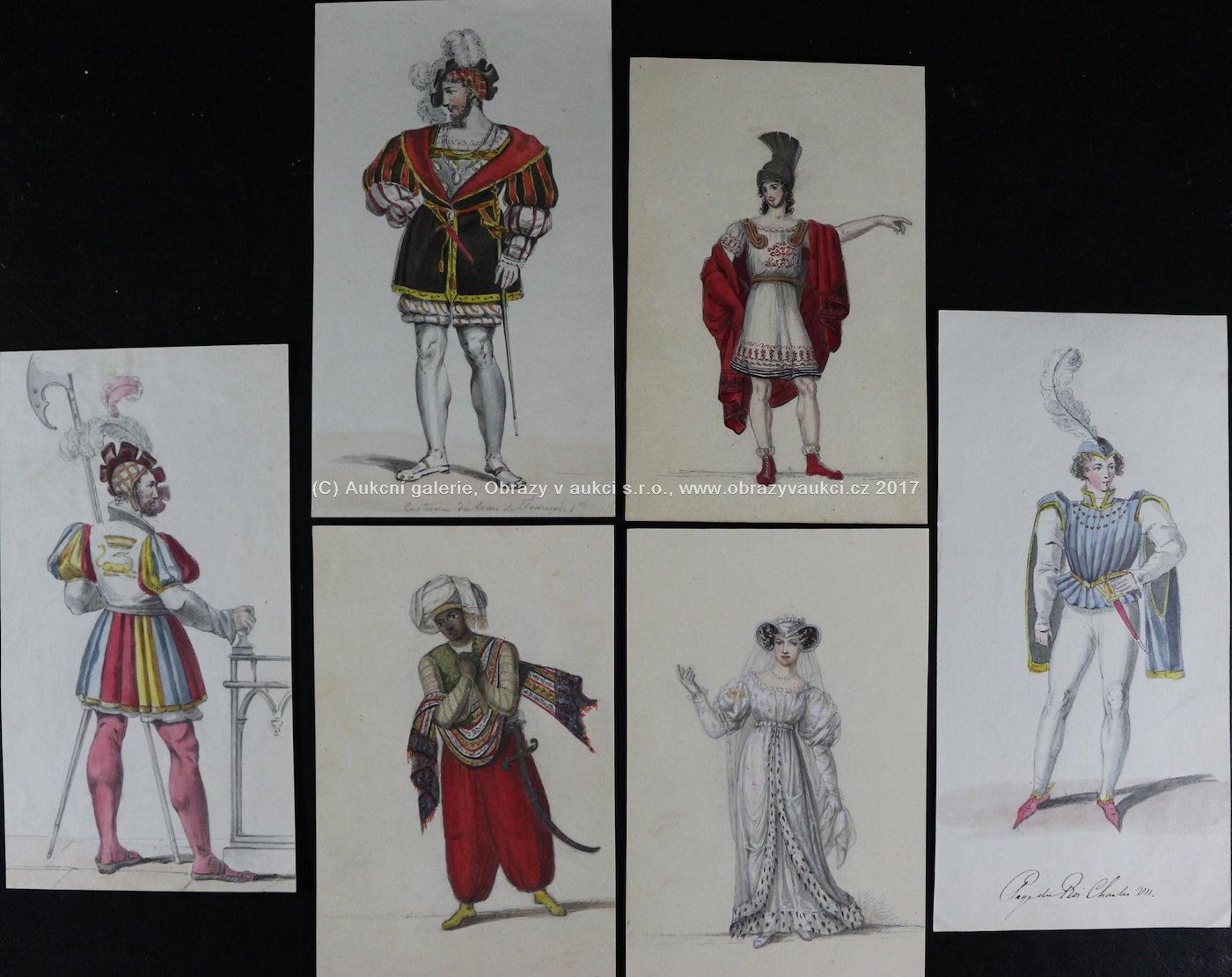 19. století - Soubor 6- ti kostýmních návrhů