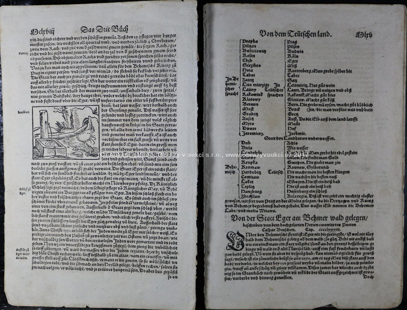 Sebastian Münster - Listy z knihy Cosmographia s českými náměty