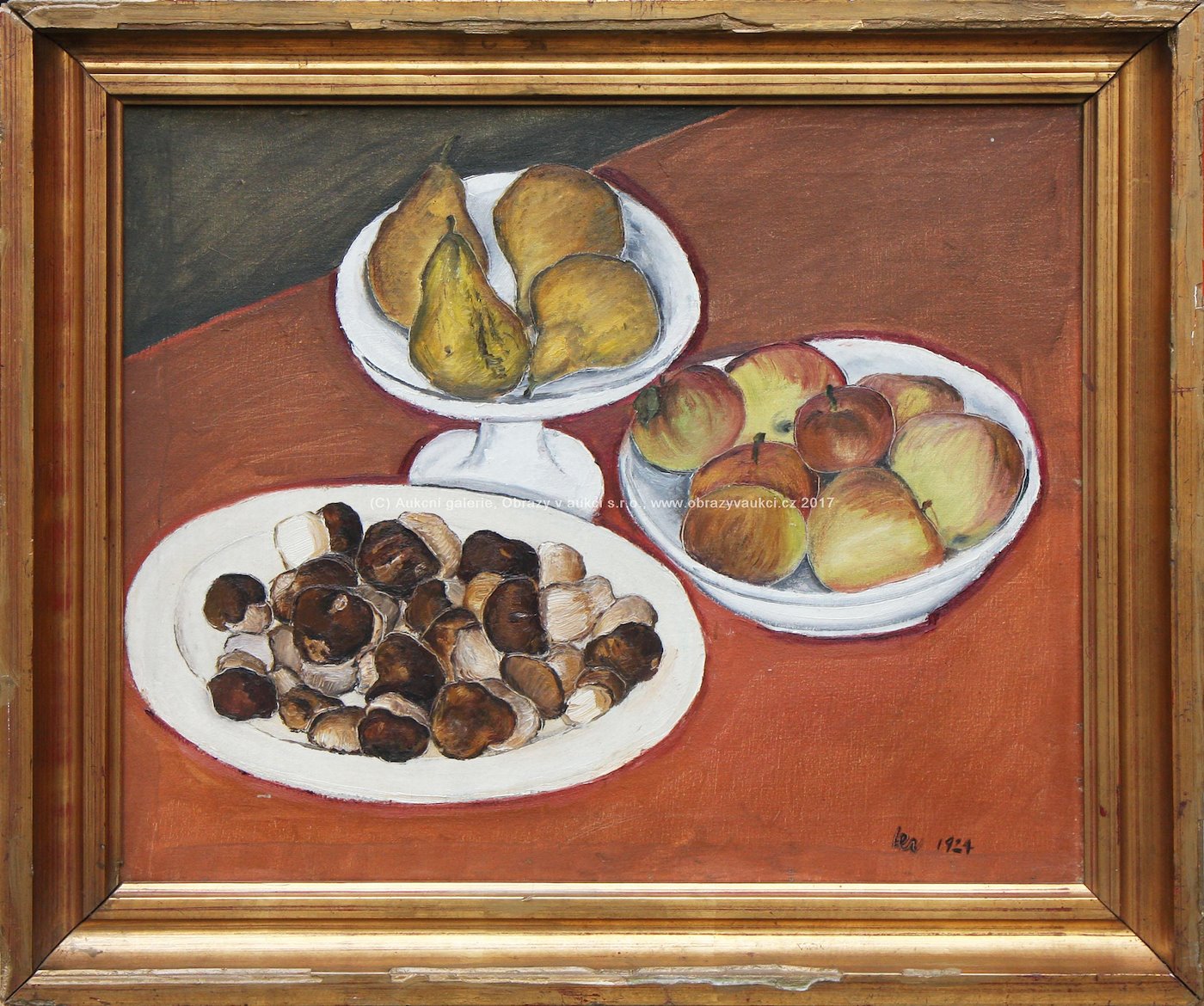 Lev Šimák - Zátiší s ovocem a houbami