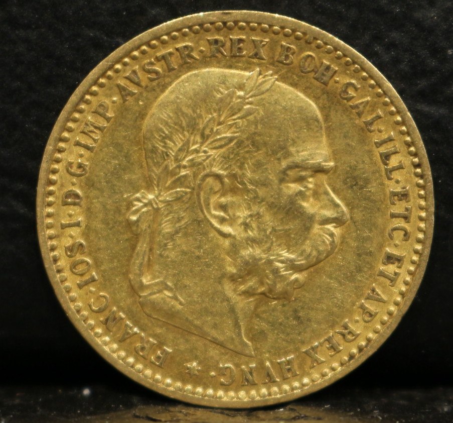 Zlatá mince - 10 Coronae, Franc Ios. I., 1897, Rakousko - Uhersko, ryzost 900/1000, hmotnost 3,38 g