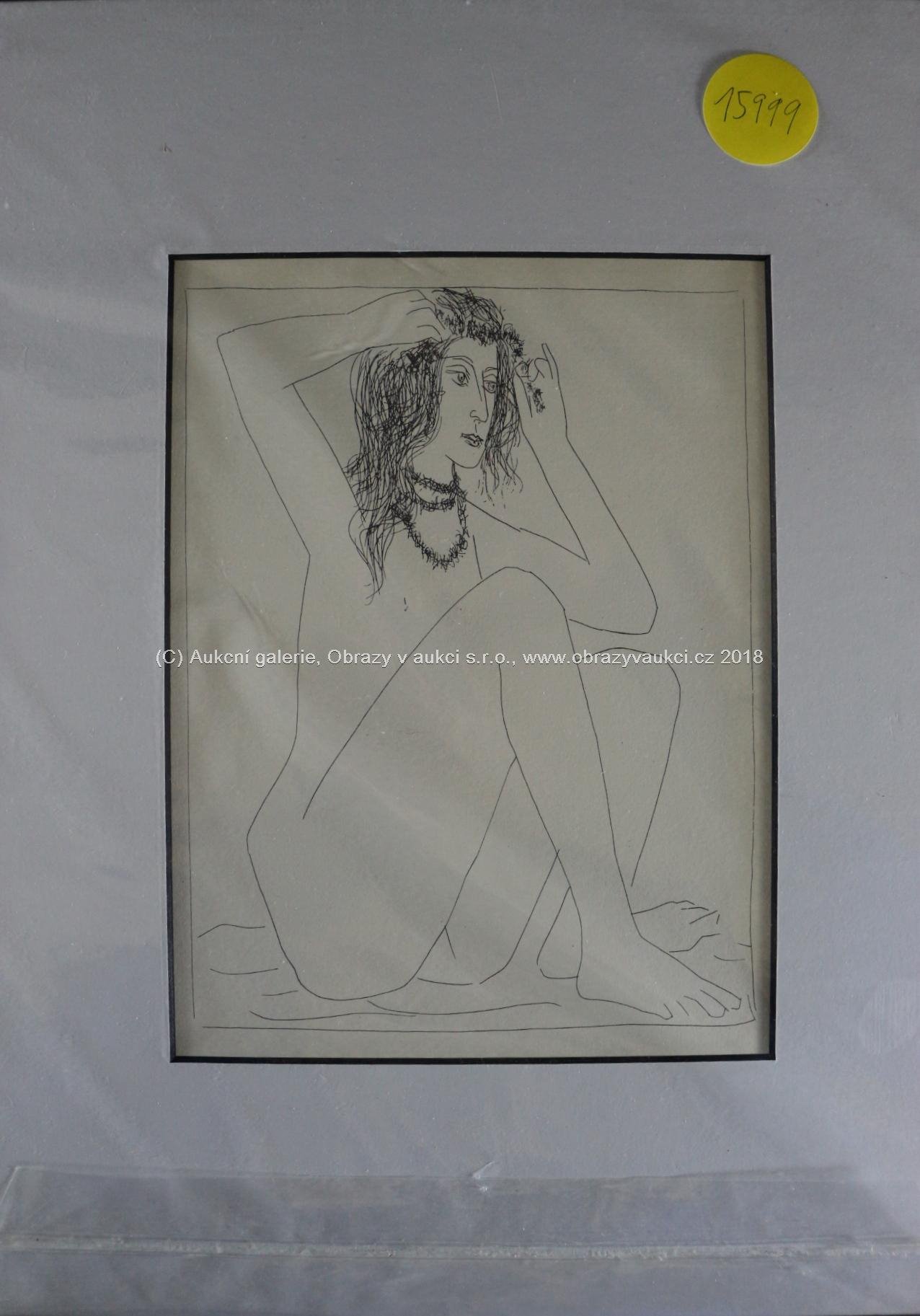Pablo Picasso - Femme nue se couronnant de fleurs