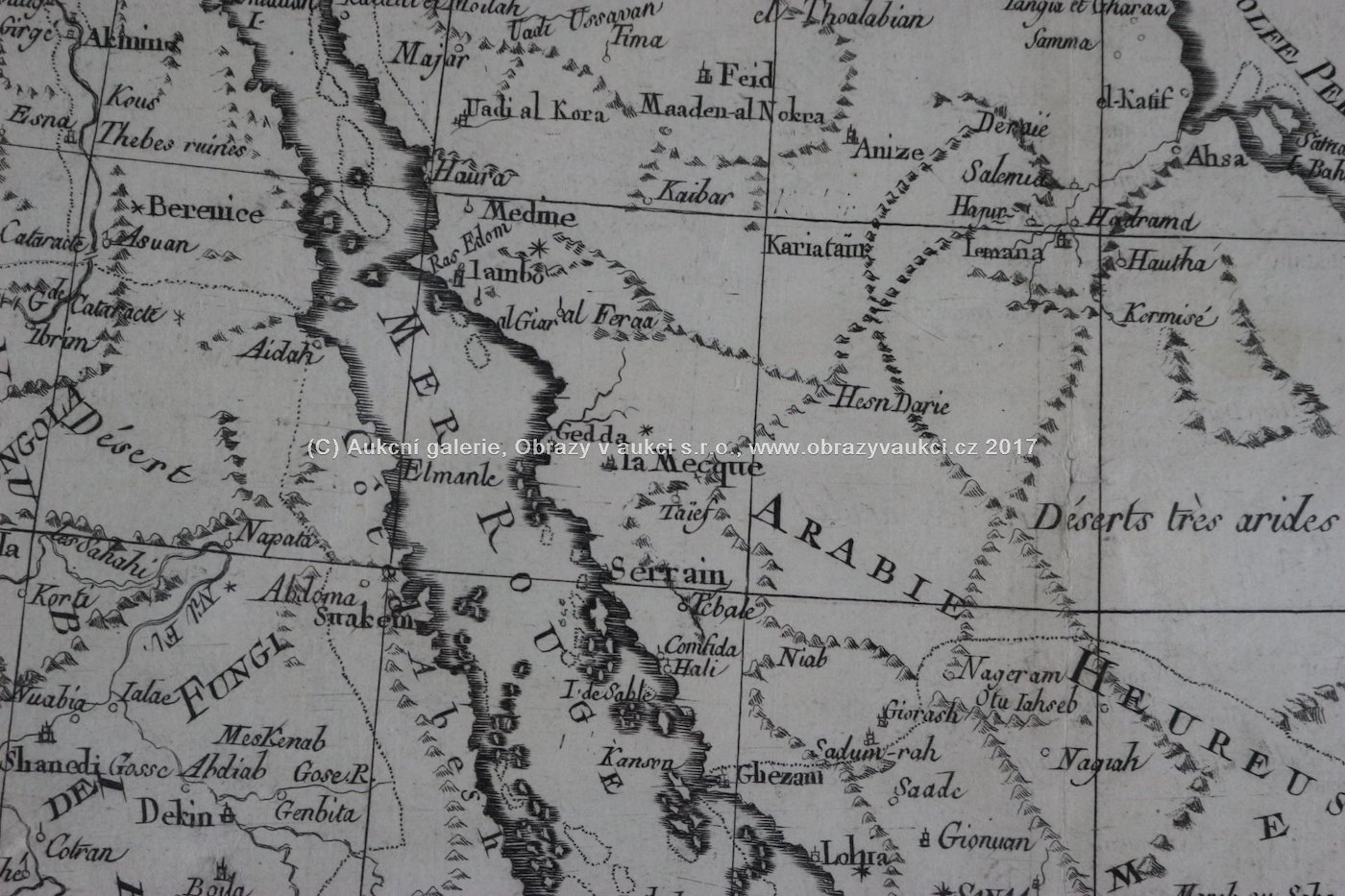 . - Mapa Arábie, Perského zálivu a Rudého moře s Egyptem, Nubií a Abyssinií mezi lety 1760 - 1780