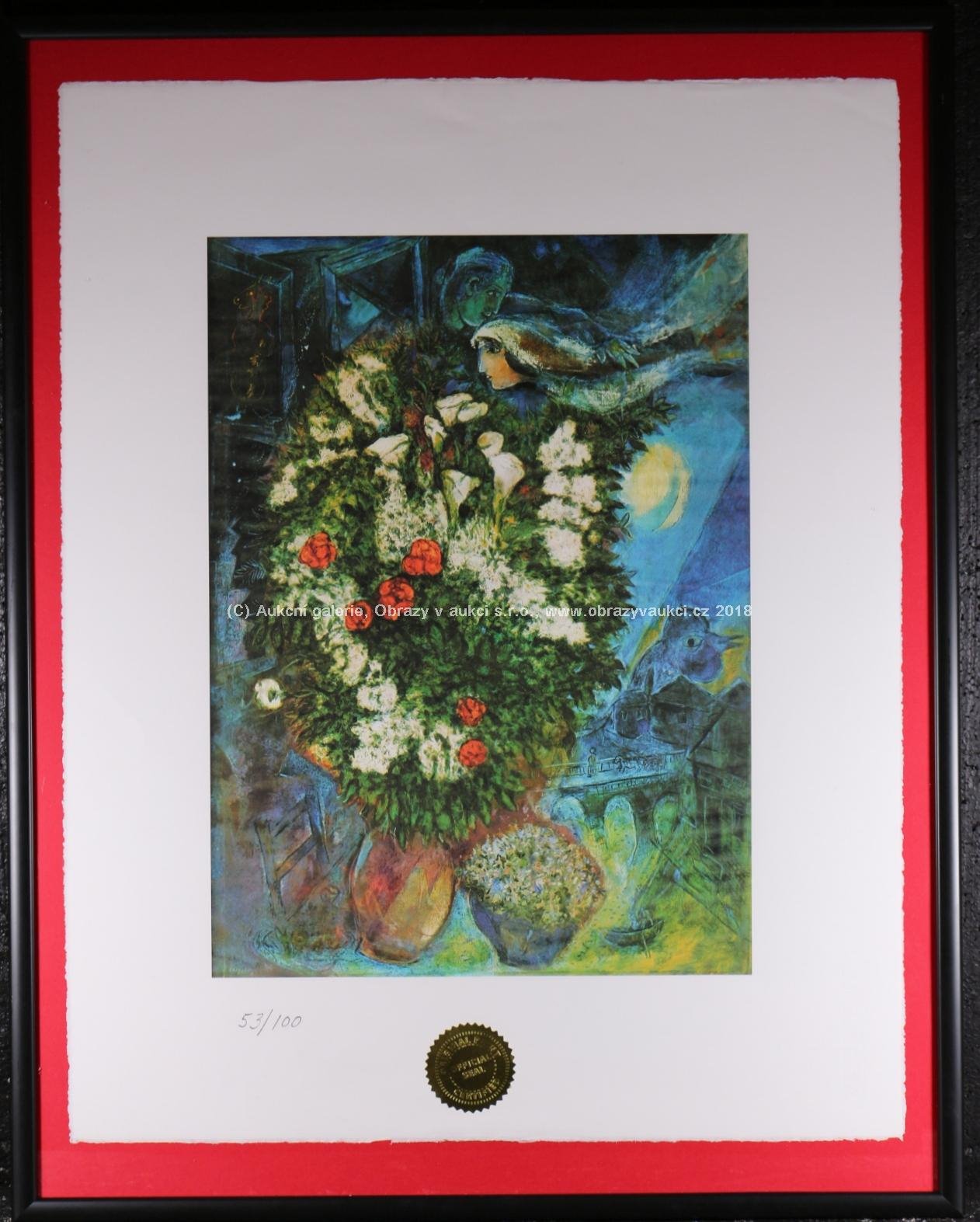 Marc Chagall - Love Couple and Flowers stony