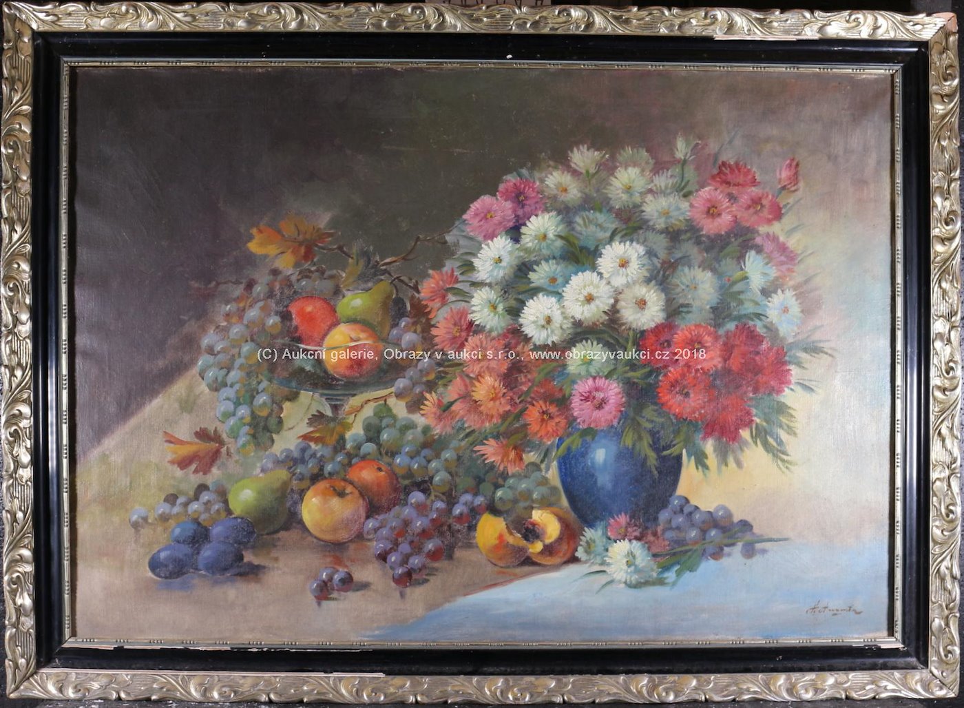 Antonín Augusta - Zátiší s ovocem a květinami