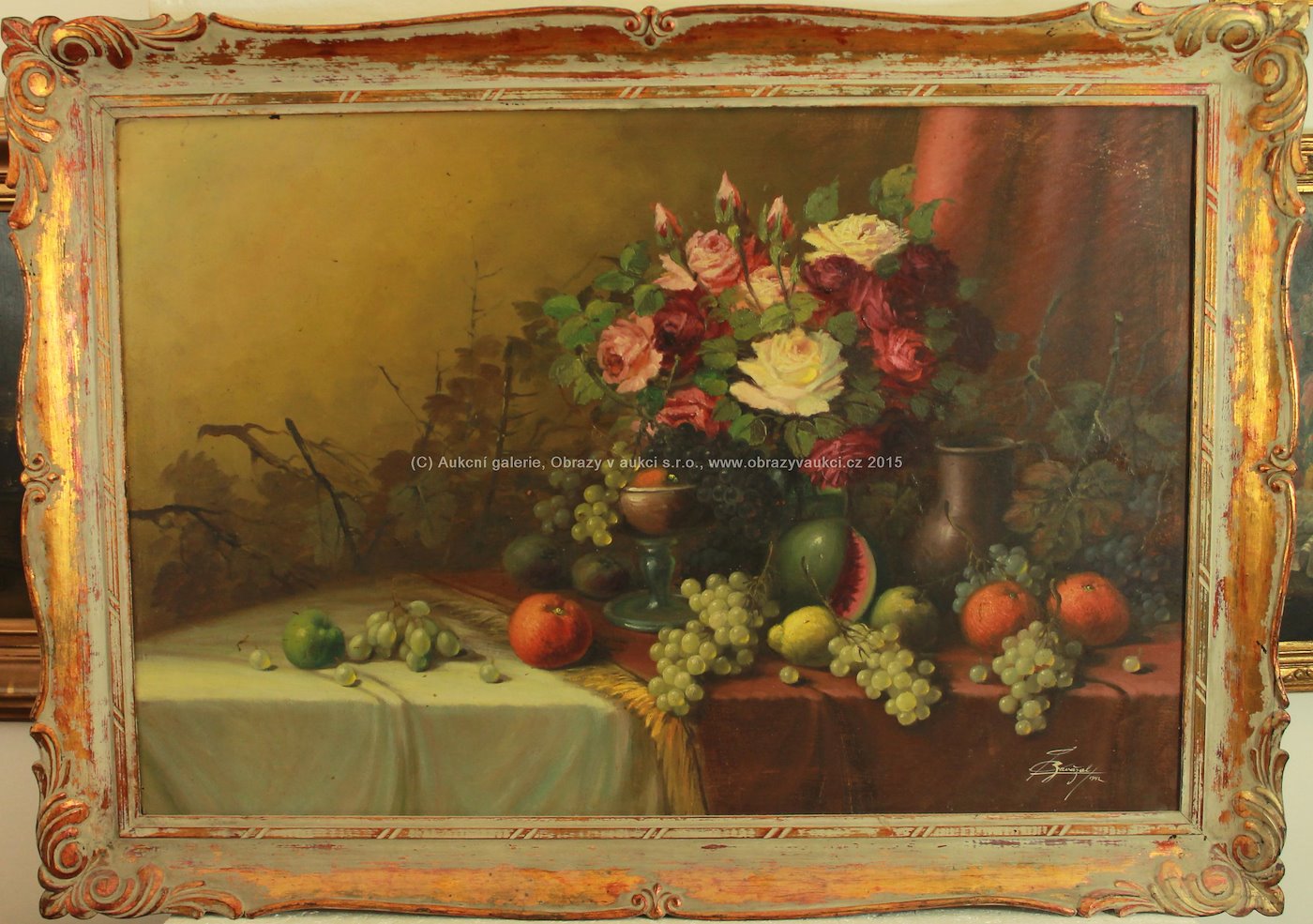 František Zavázal - Zátiší s růžemi a ovocem