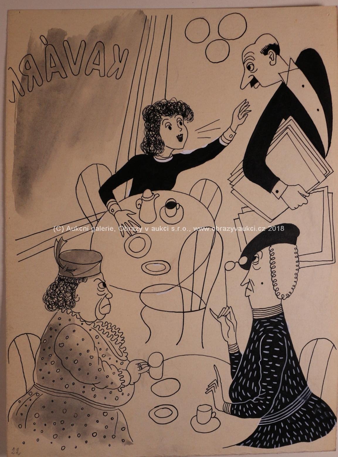 nesignováno - Soubor 12 kreseb - ilustrací k románu "Šťastné děvče"