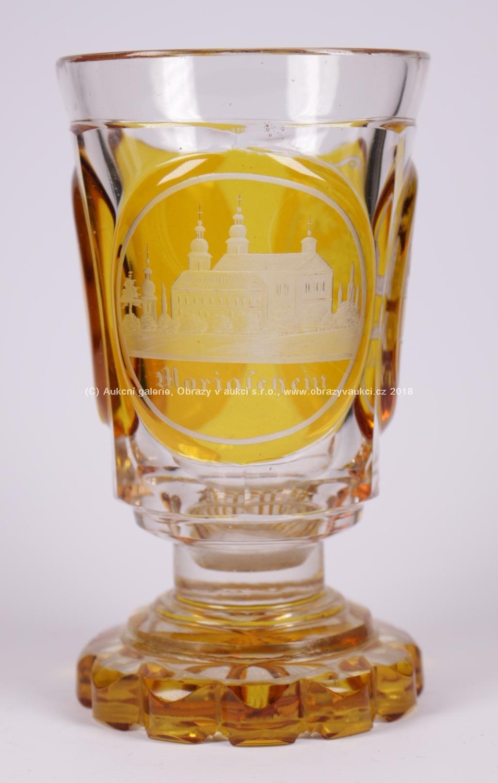 Čechy, kolem poloviny 19. století - Lázeňská sklenice na noze