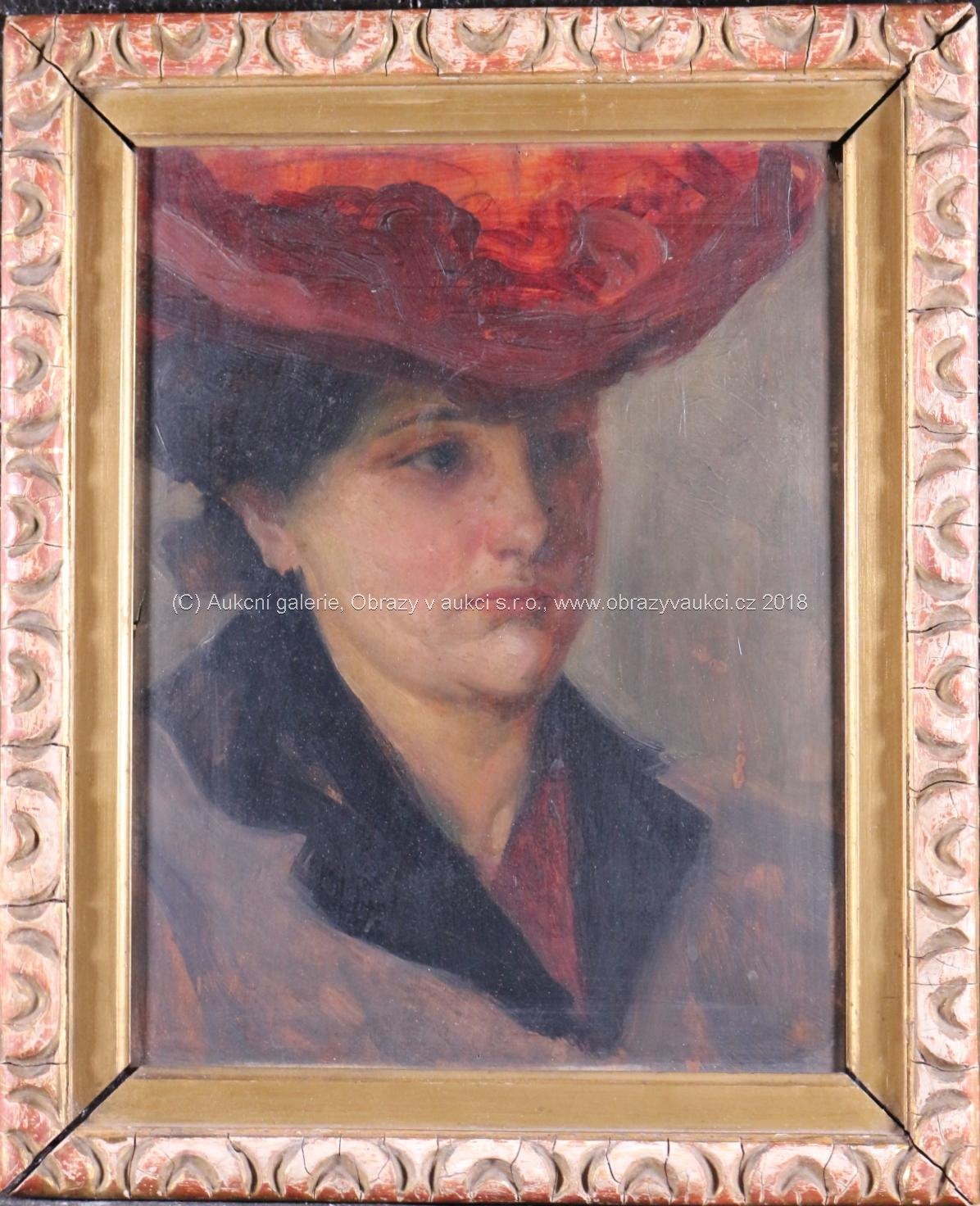 Karel Augusta - Portrét dámy v klobouku