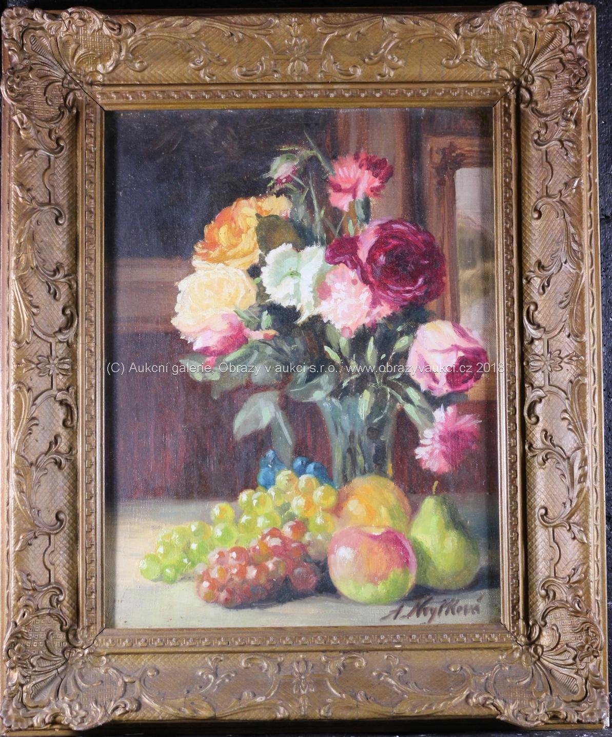 Anina Nejtková - Zátiší s květinou a ovocem