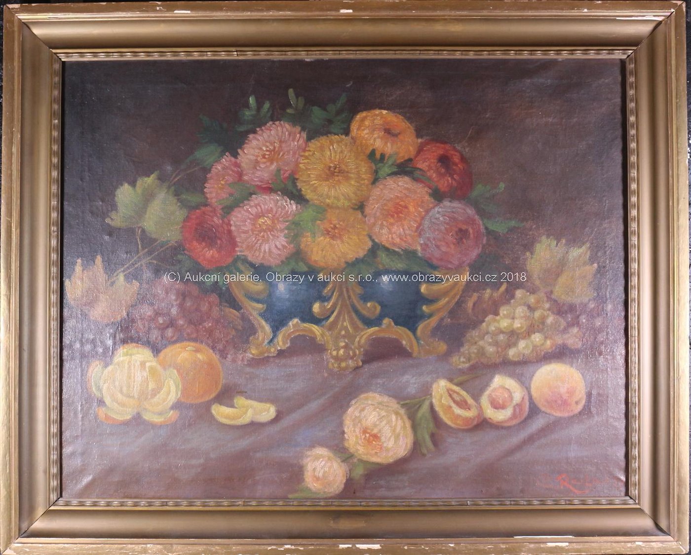 Gustav Reiter - Zátiší s květinou a ovocem