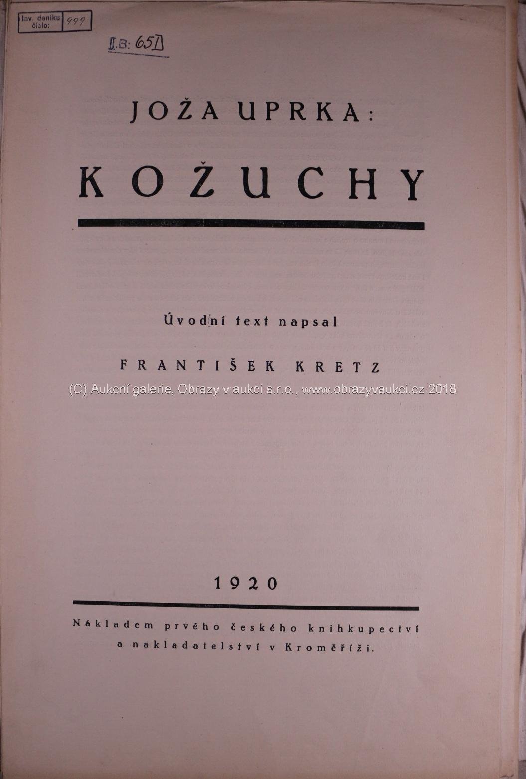 Joža Uprka - Kožuchy 1920