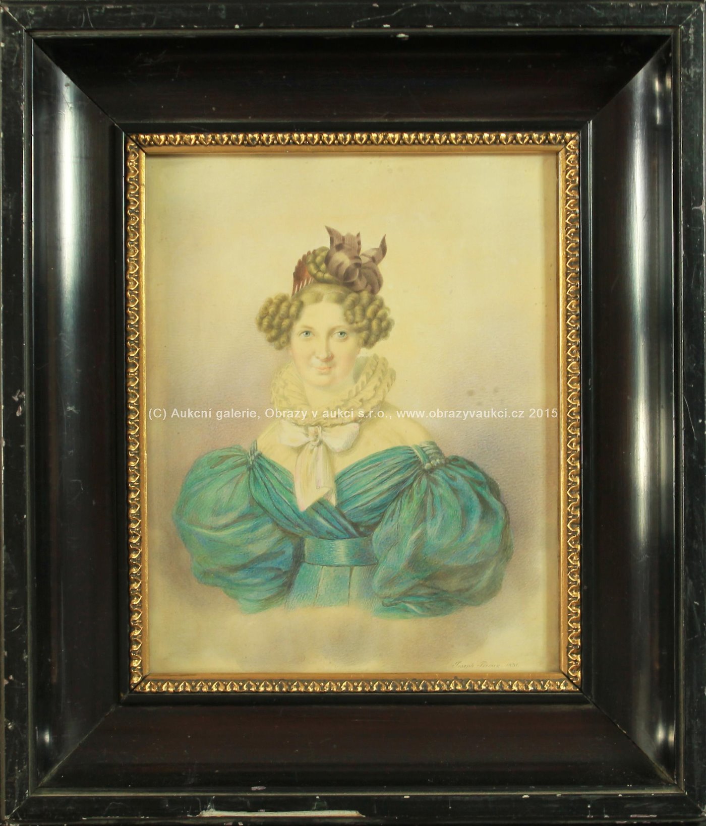 Joseph Nicolaus Peroux - Portrét dámy v modrých šatech