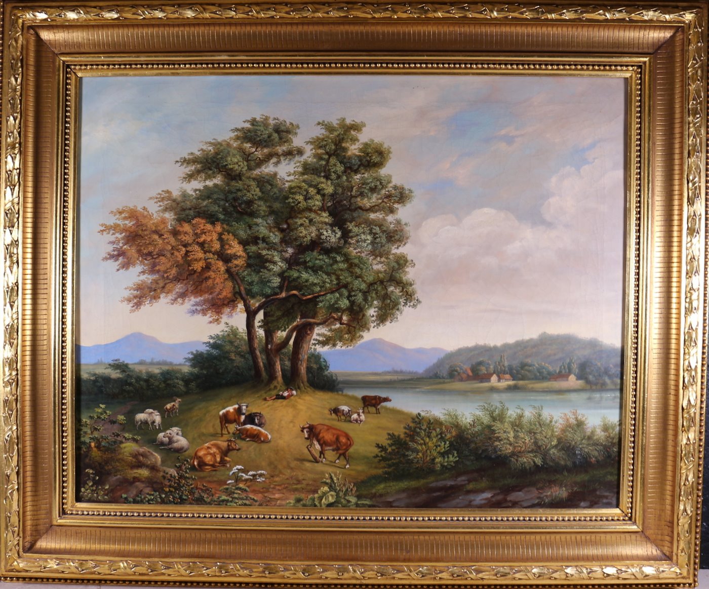 středoevropský malíř 19. století - Pasáček pod stromem