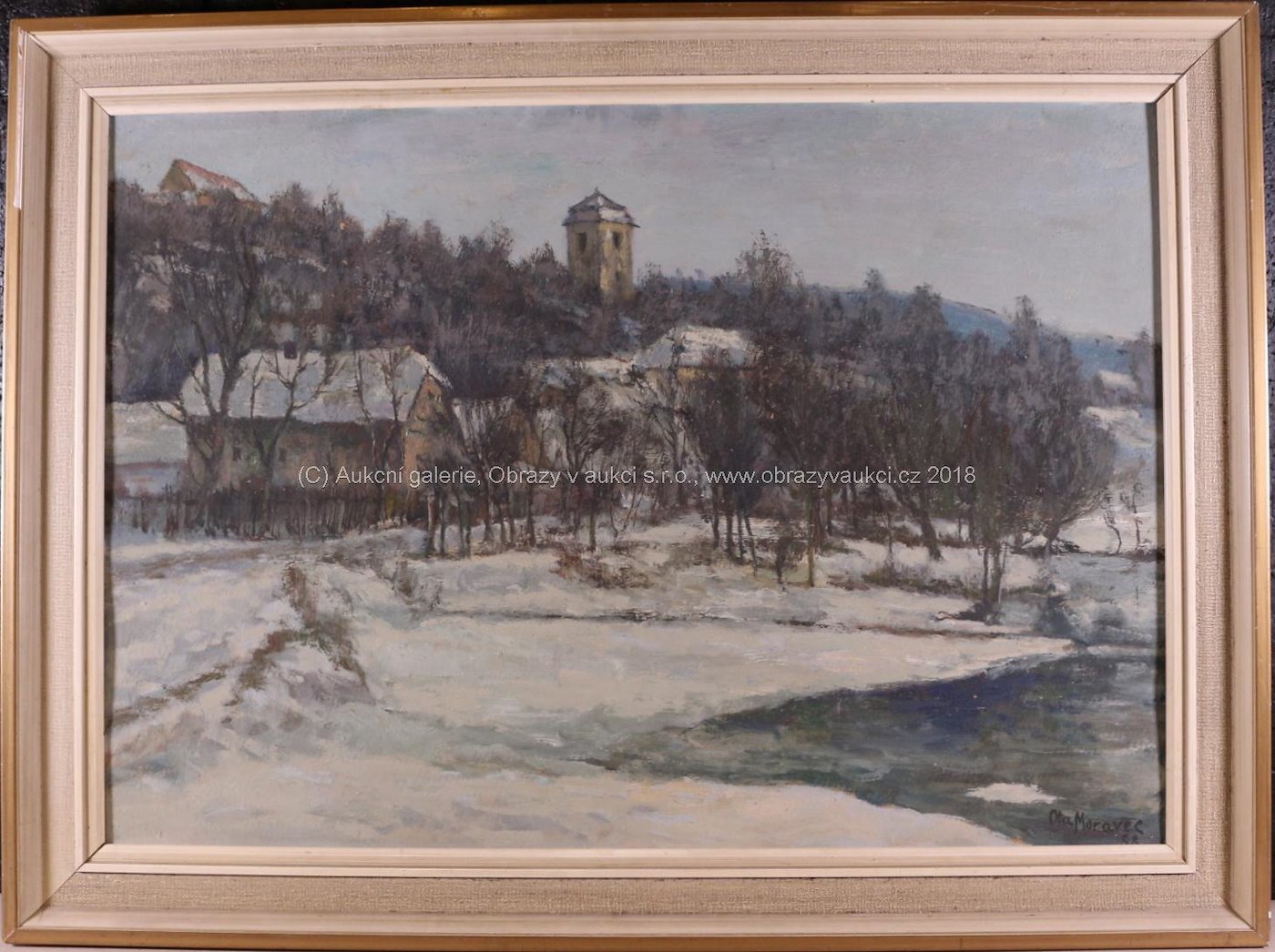 Ota Moravec - Zimní vesnice s věží