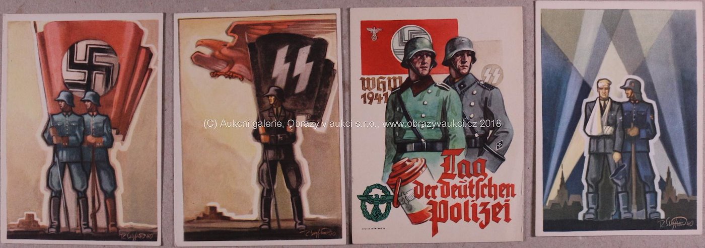. - Soubor 4 propagačních pohlednic Tag der Deutchen Polizei 1941