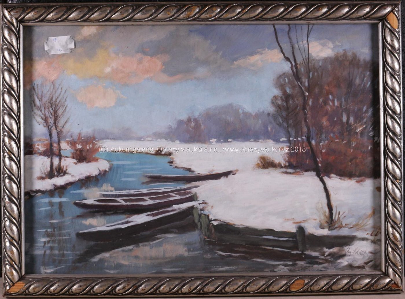 Augustin Josef Ekart - Loďky na zimní řece