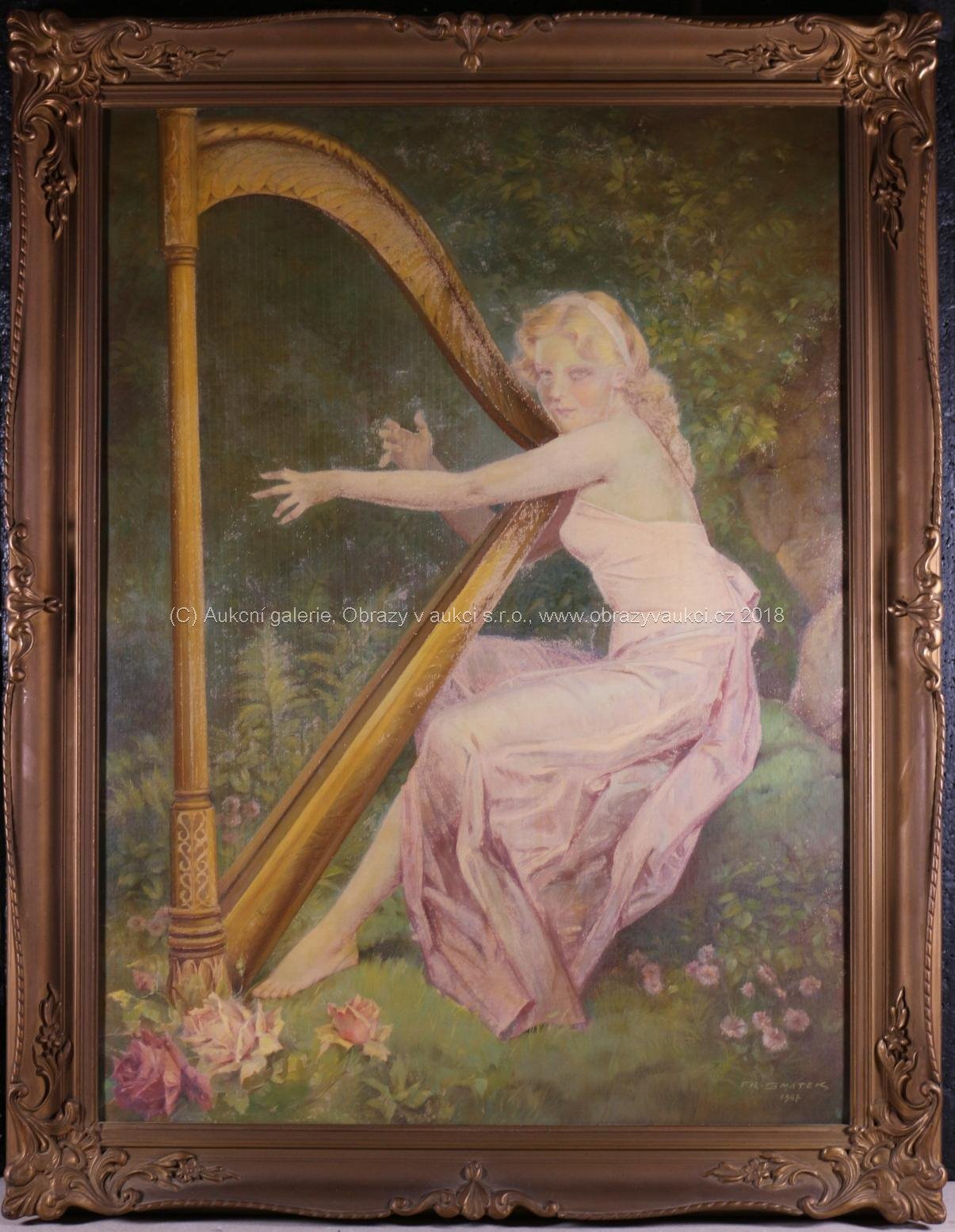Fráňa Smatek - Dívka s harfou