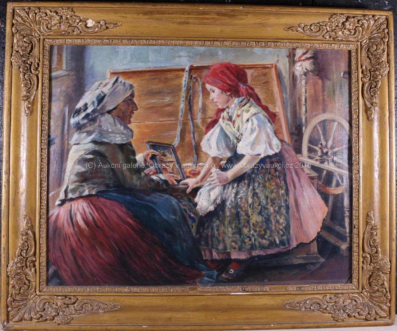 český malíř přelomu 19. a 20. století - U babičky