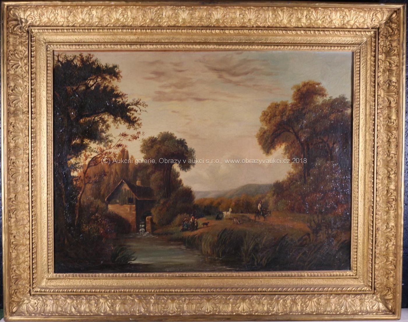 středoevropský malíř 19. století - Romantická krajina s mlýnem