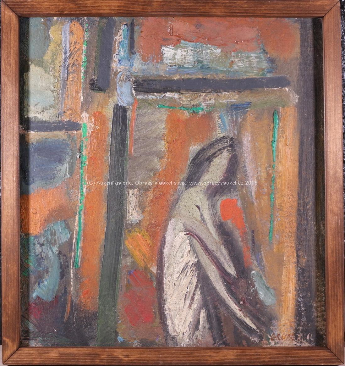 Ivan Gruber - Oboustranný obraz: Dívka v pokoji a U kostela