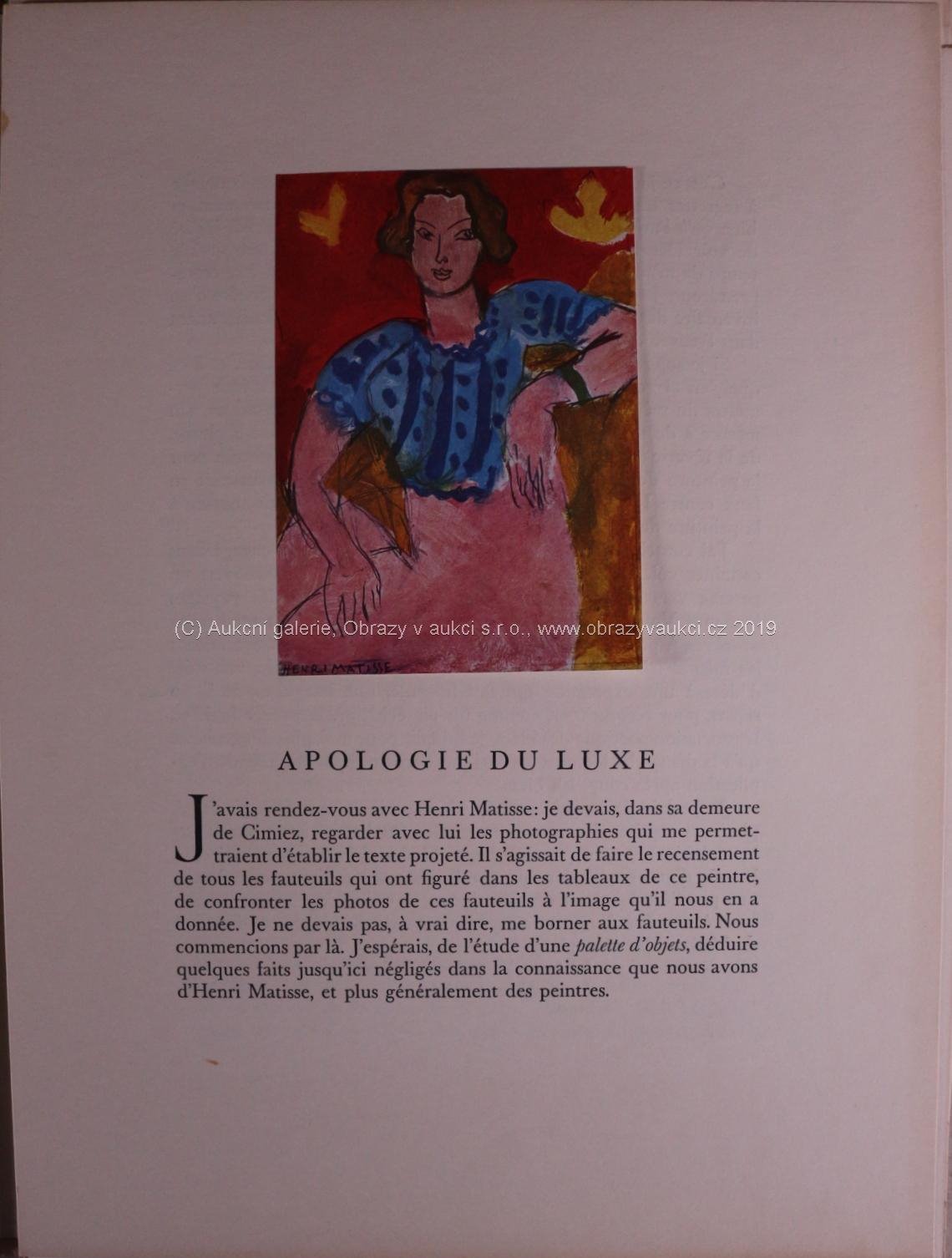 Henri Matisse - Matisse, Apologie du Luxe par Aragon