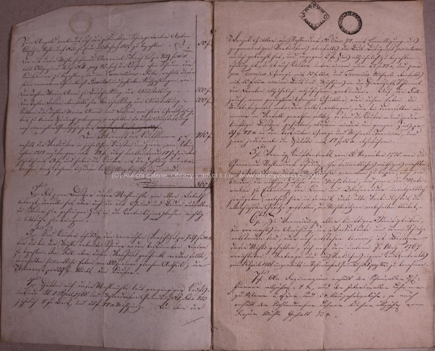 Německo - Dvě listiny - Nájemní smlouva 1818 a Kupní smlouva 1823