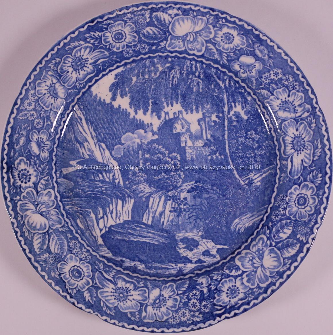 značeno Týnec z let 1830-1866 - Soubor 8-mi keramických talířů