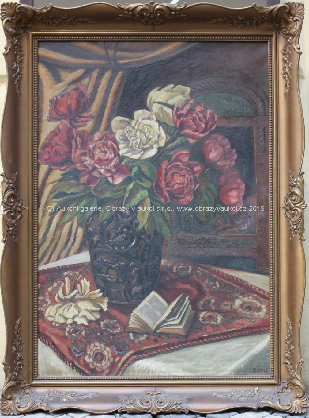L. Zítek - Zátiší s květinou a knihou