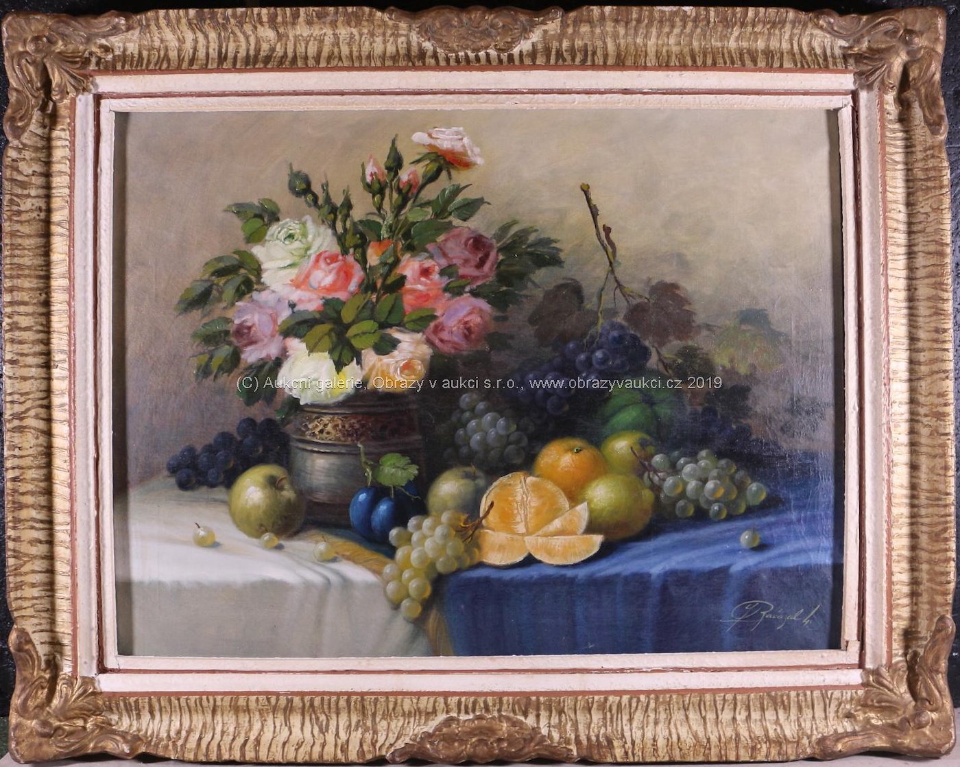 František Zavázal - Zátiší s květinou a pomeranči