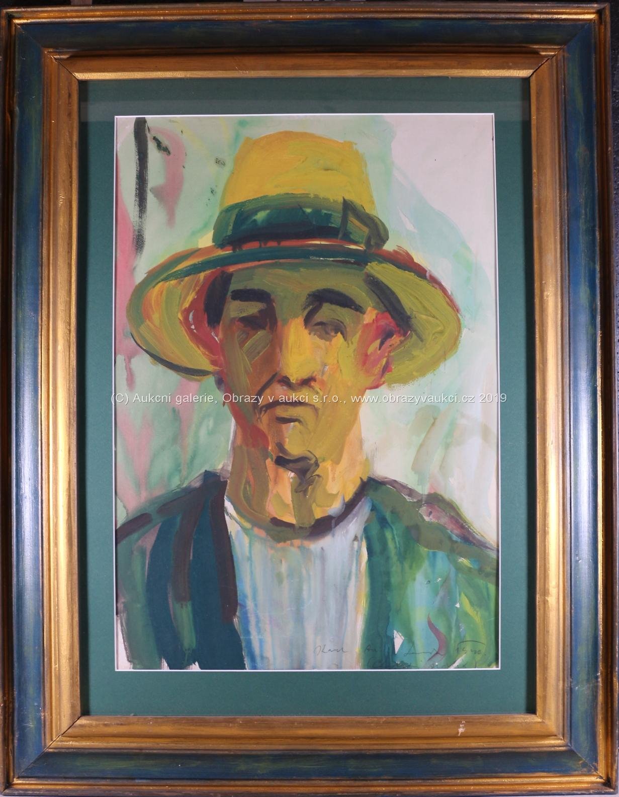 Karel Souček (*1885) - Portrét muže v klobouku
