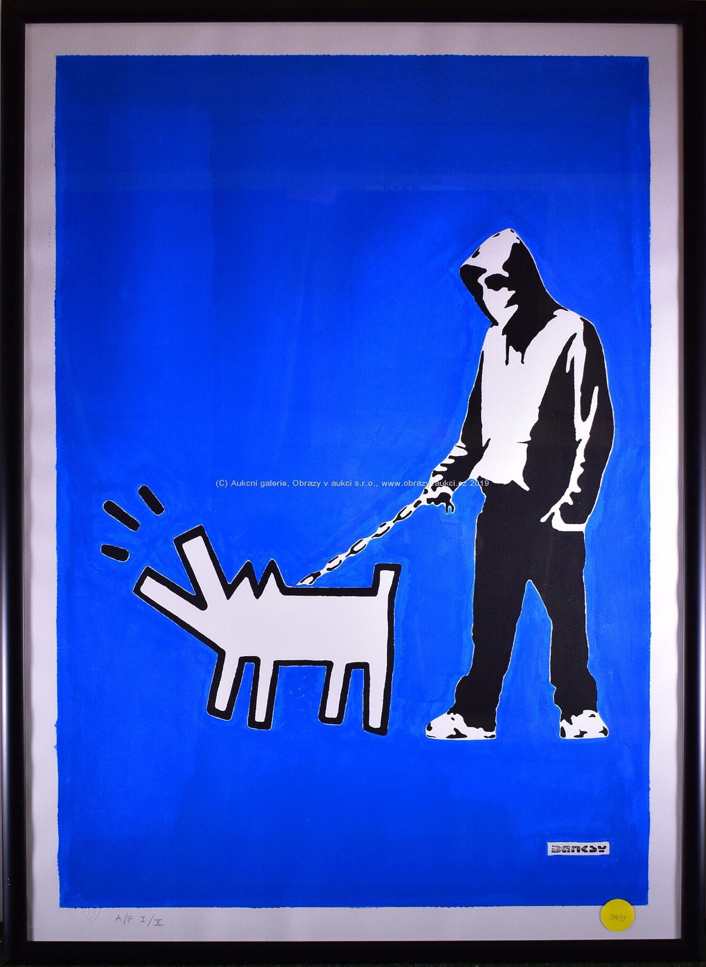 Banksy - Hoodie et Keith haring dog blue backgroung