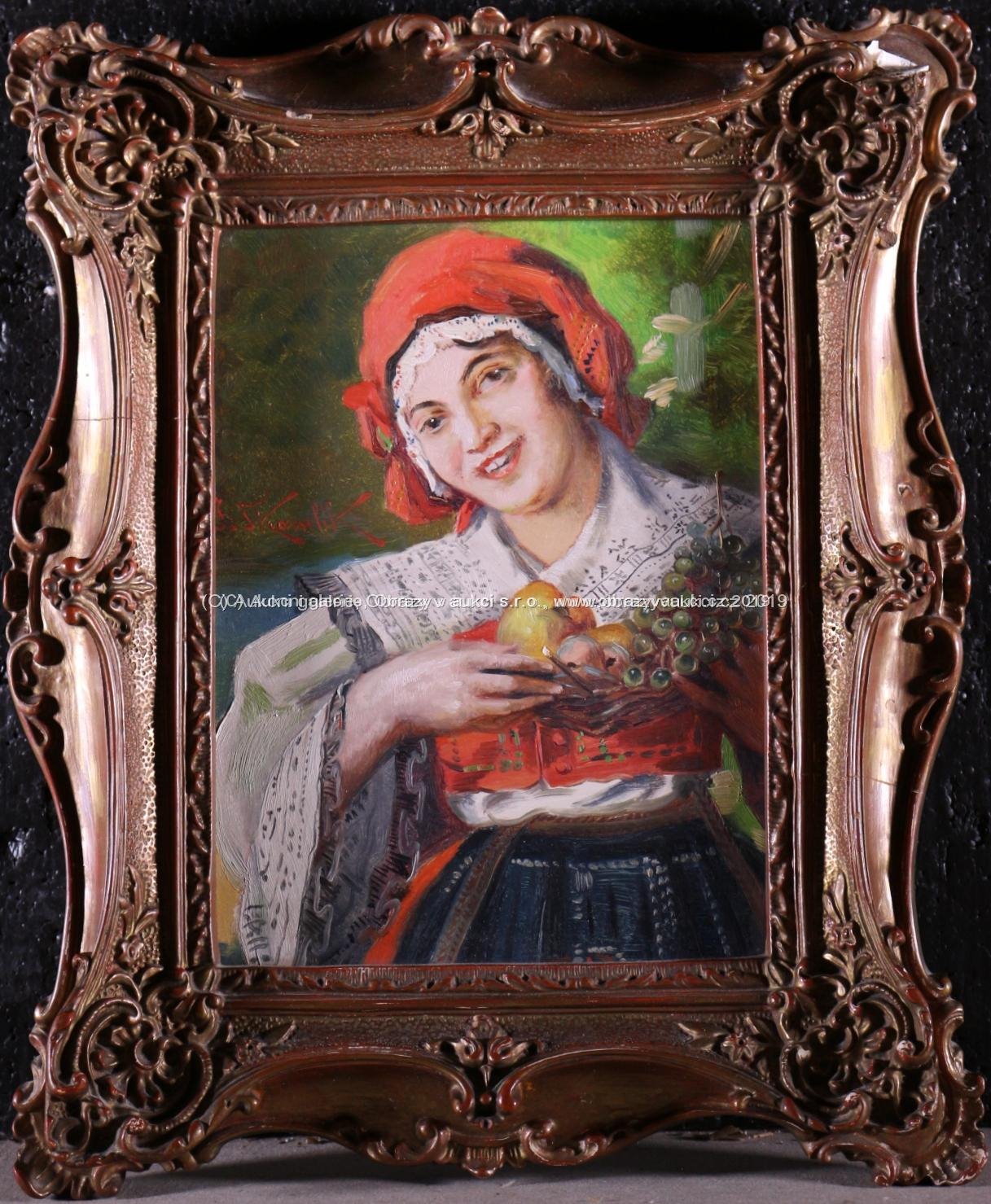 Jan Skramlík - Dívka v kroji s ovocem