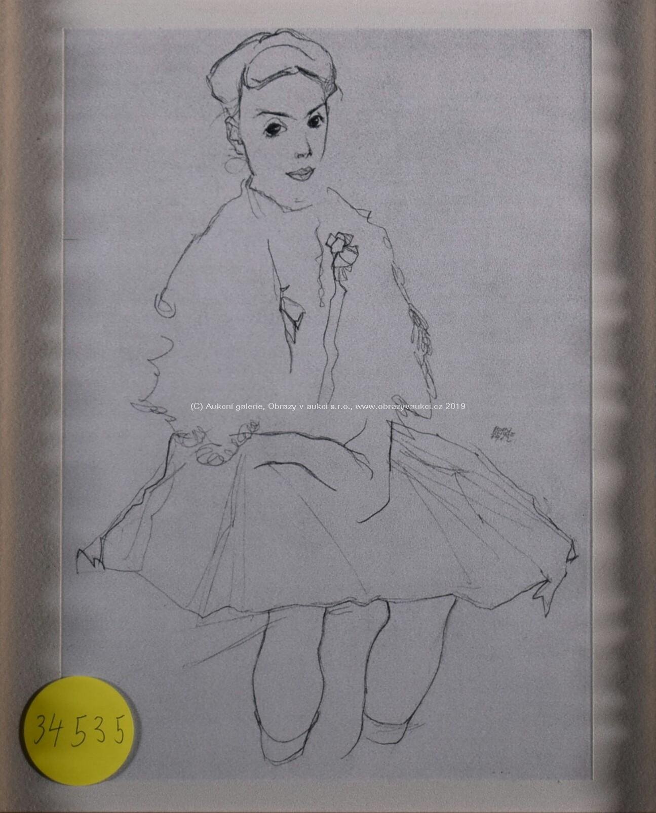 Egon Schiele - Děvčátko s pentlemi