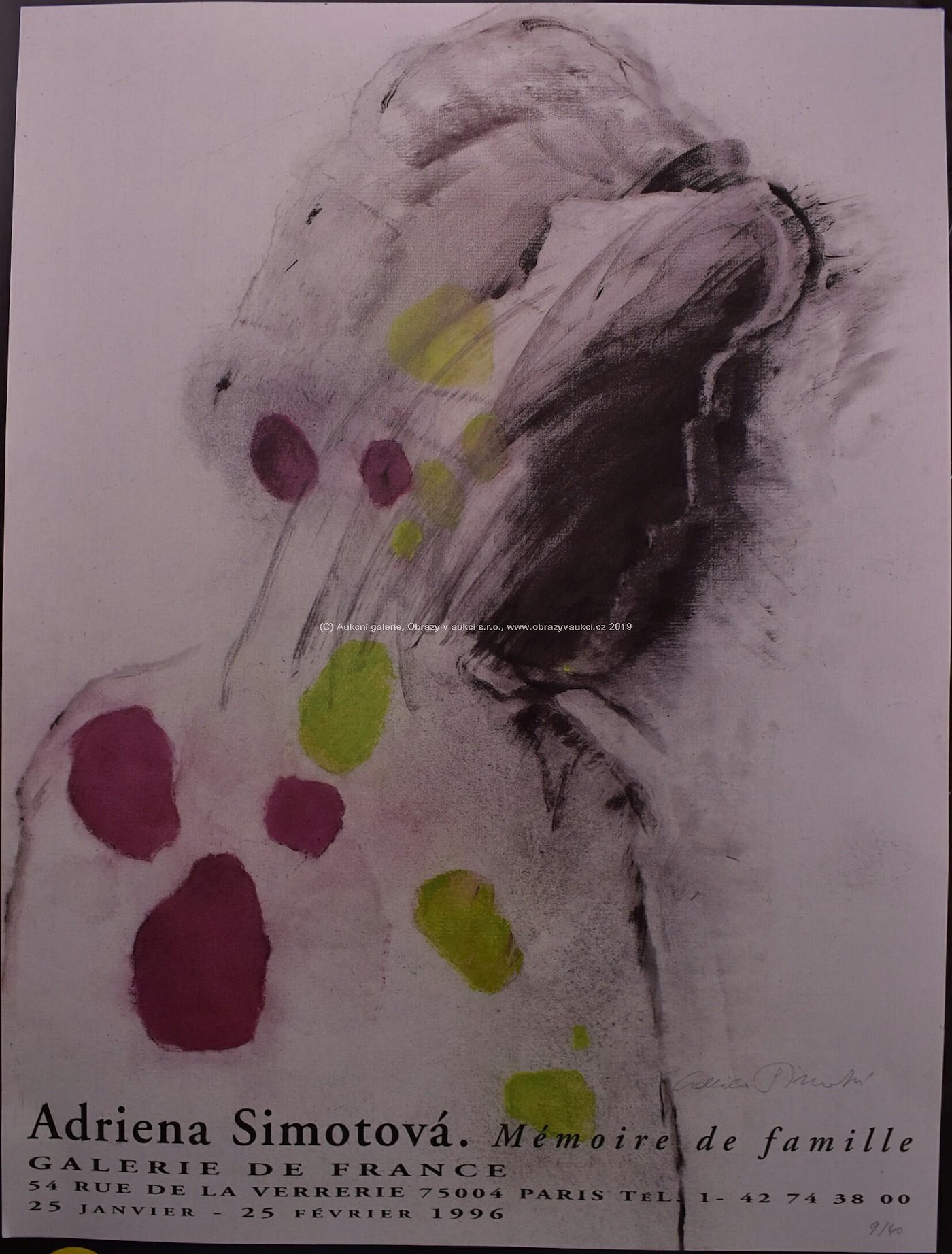 Adriena Šimotová - Plakát z galerie de France 54 rue de La verrerie 75004 Paris 1996