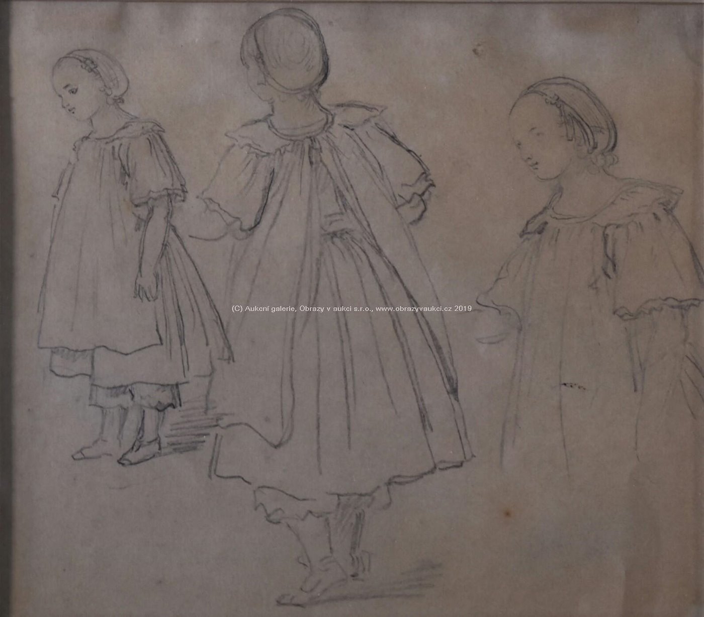 Wilhelm Busch - Studie šatů děvčátka