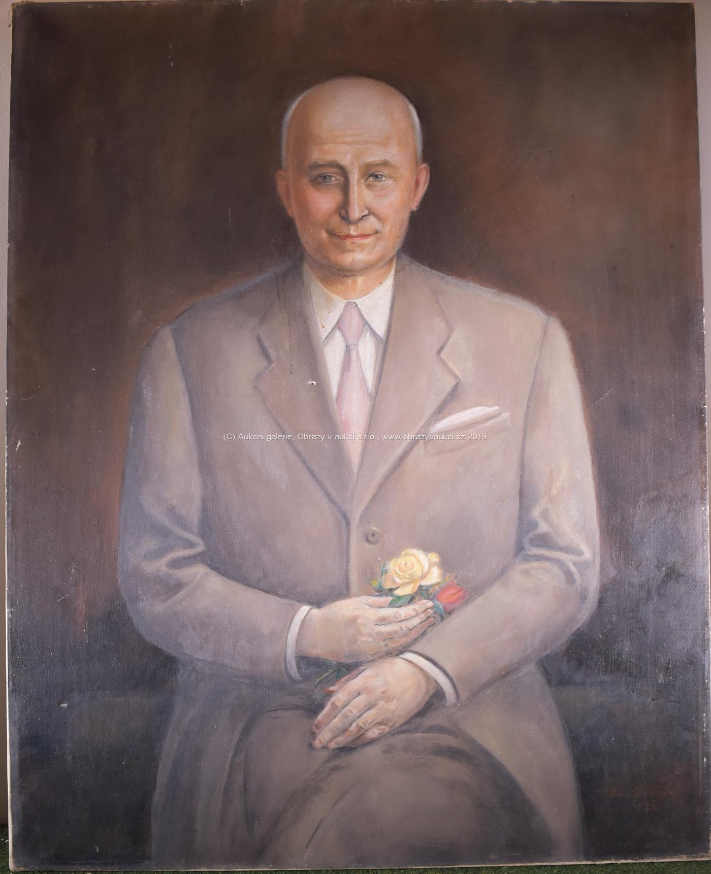 Jan Dědina - Portrét muže s květinami