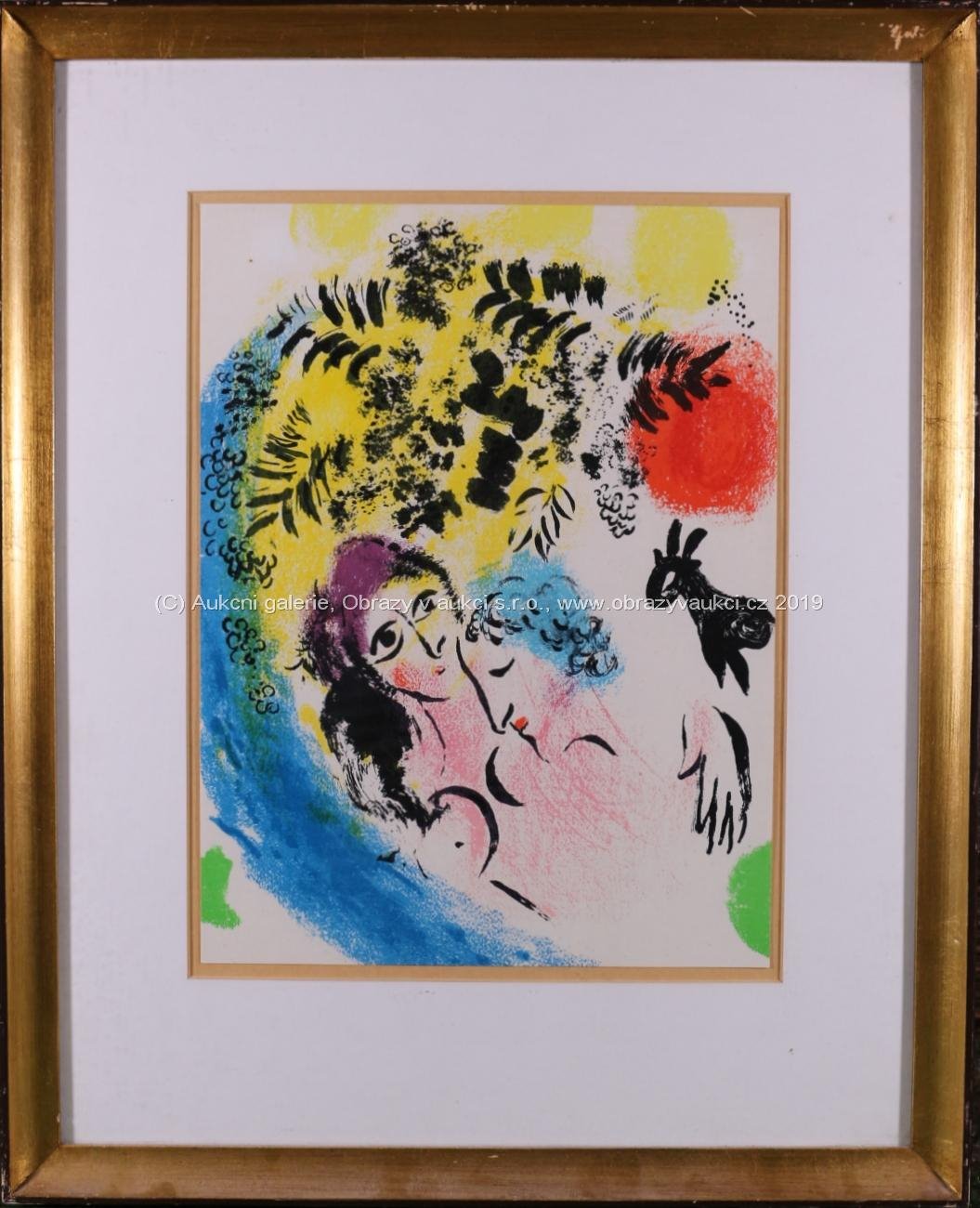 Marc Chagall - Milenci a červené slunce- Les Amoureux Au Soleil Rouge