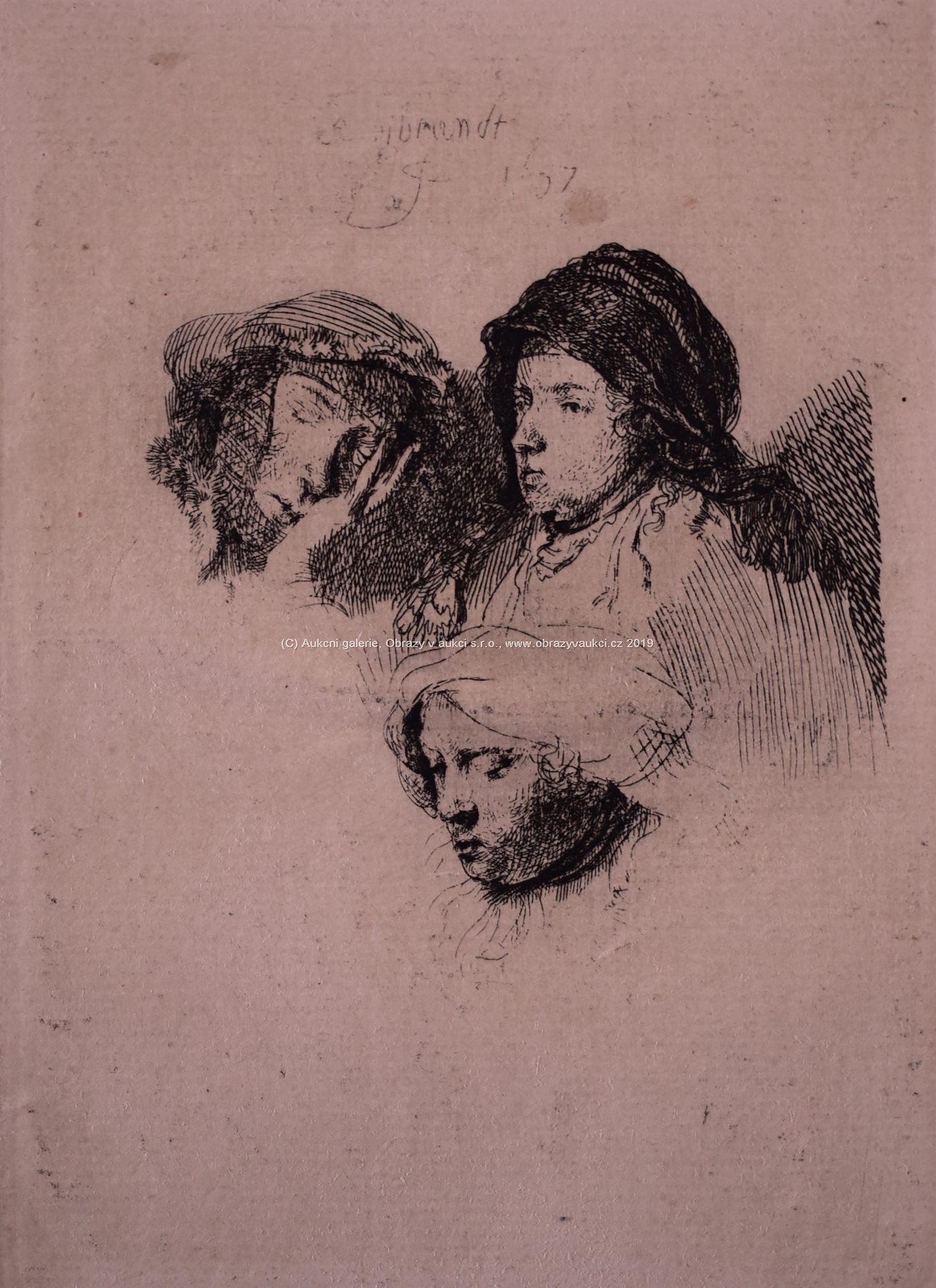 Rembrandt van Rijn - Tři ženské hlavy - Saskia