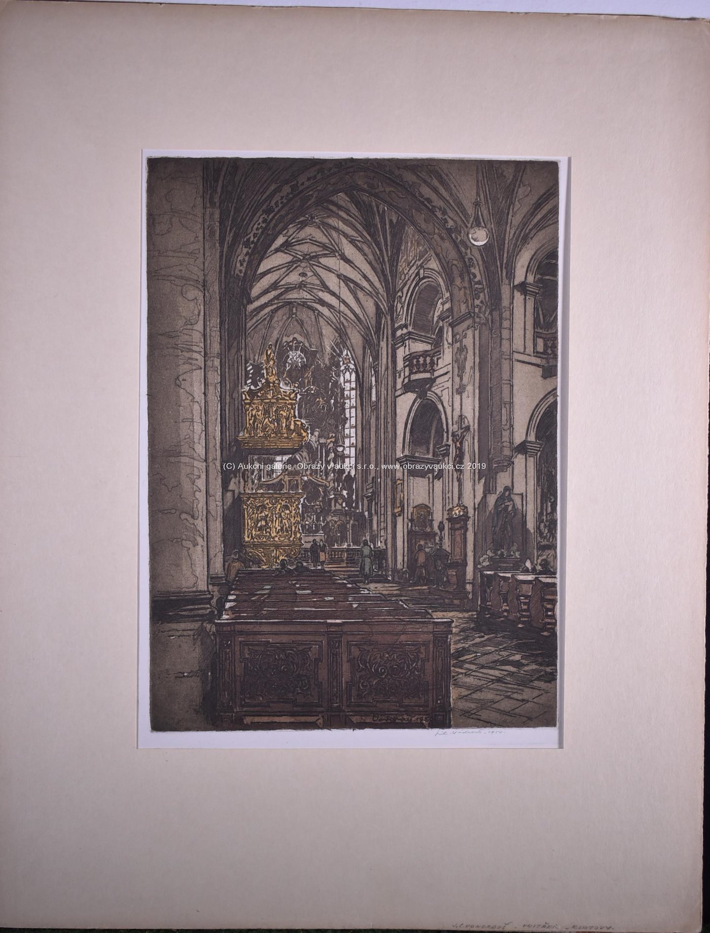 Jan Charles Vondrouš - Soubor 2 prací: Sv. Mikuláš na Malé Straně a Interiér kostela v Klatovech