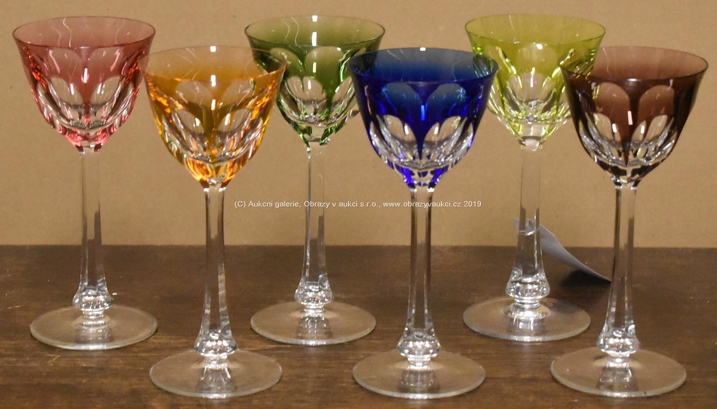 Moser - Sada 6- ti různobarevných sklenic