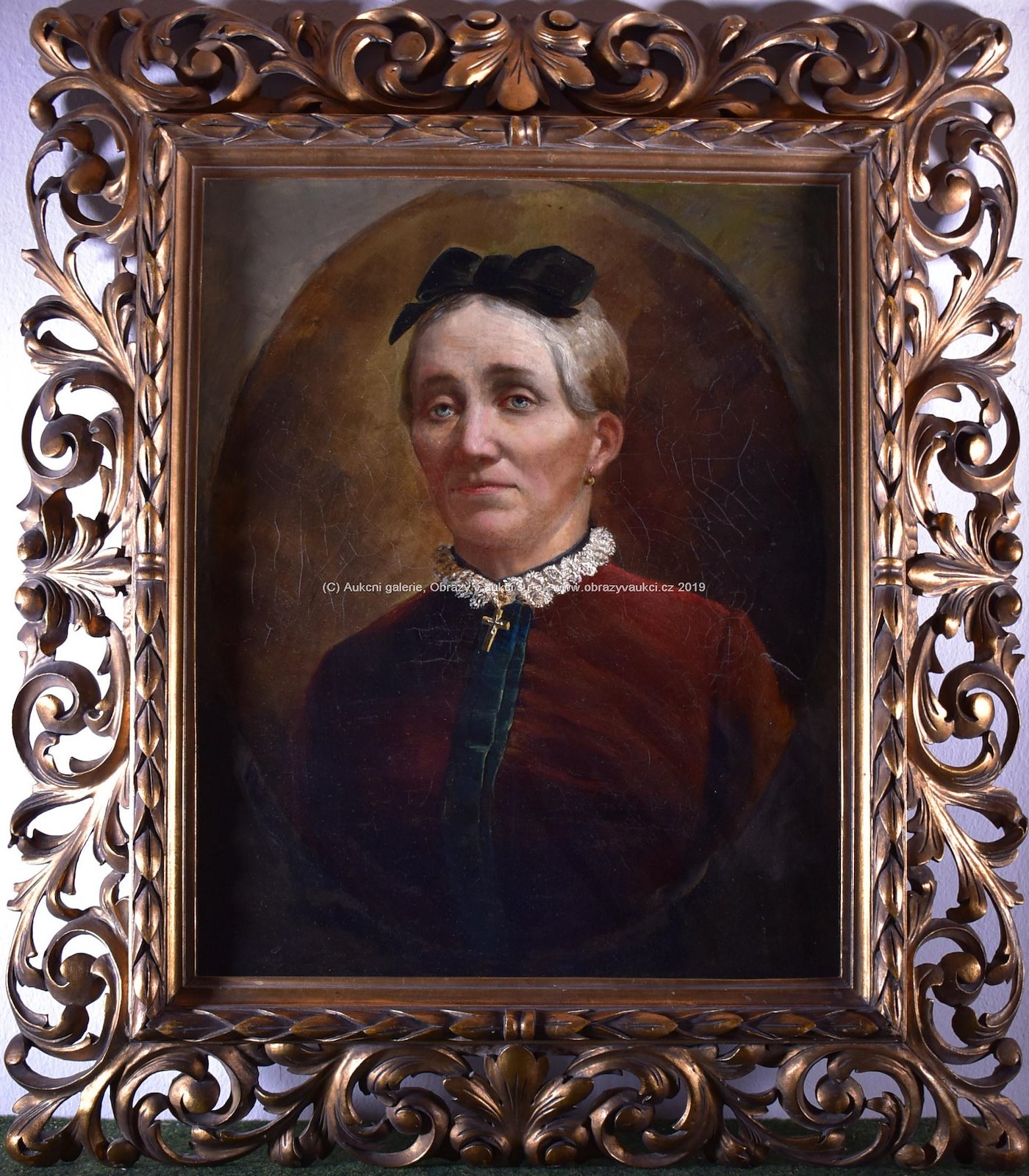 středoevropský malíř okolo poloviny 19.století - Žena s černou mašlí
