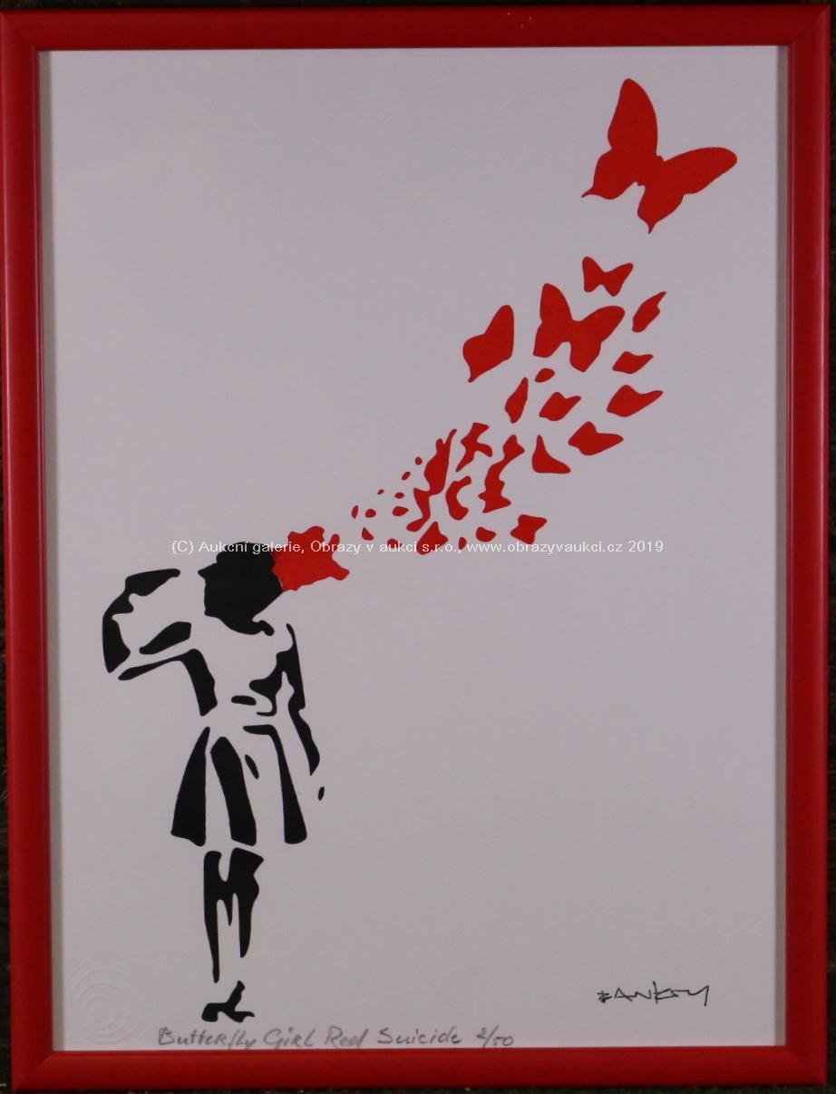 Banksy - Butterfly Girl Red Suicide