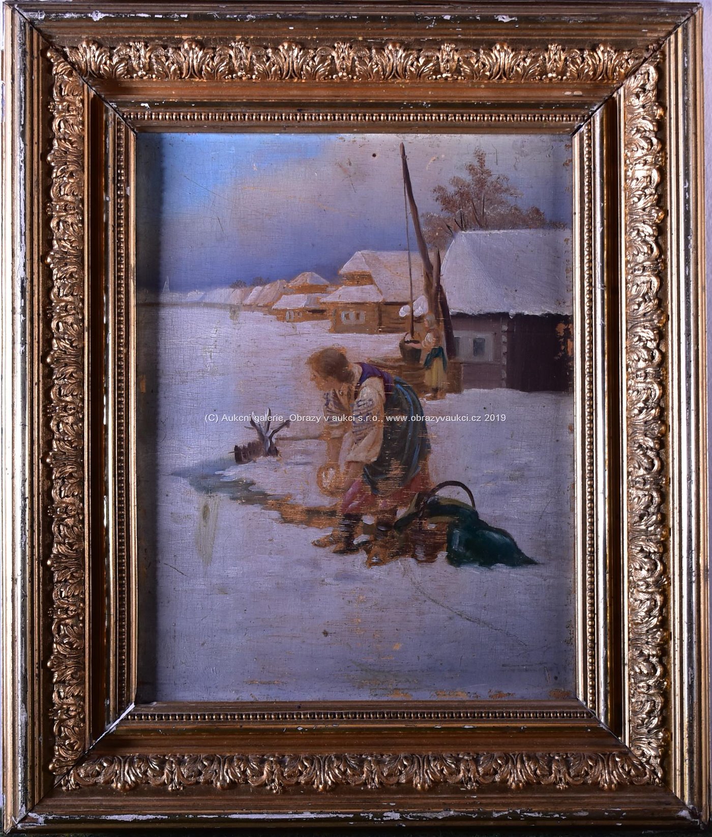 východoevropský malíř konec 19. století - Zima na ruské vsi II