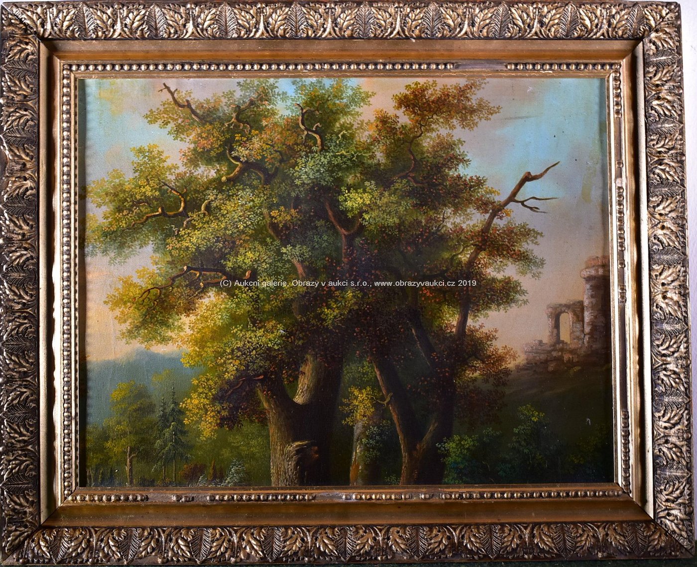 středoevropský malíř konce 19. stol. - Vzrostlé stromy u zříceniny