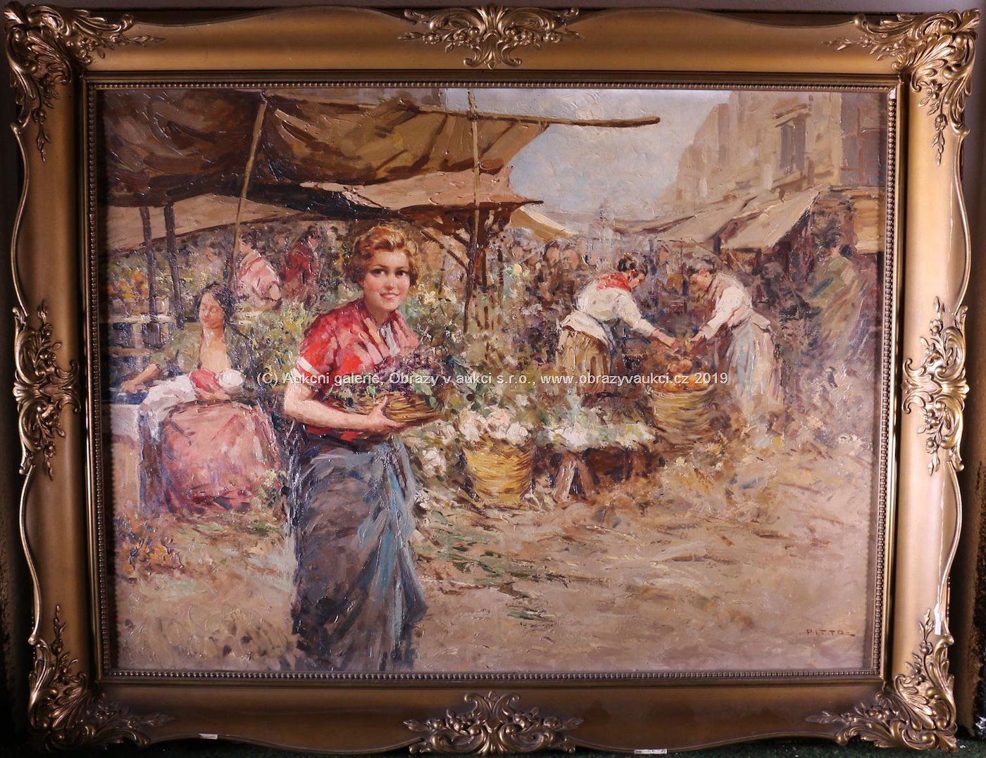 Giuseppe PITTO - Dívka s hrozny na tržišti
