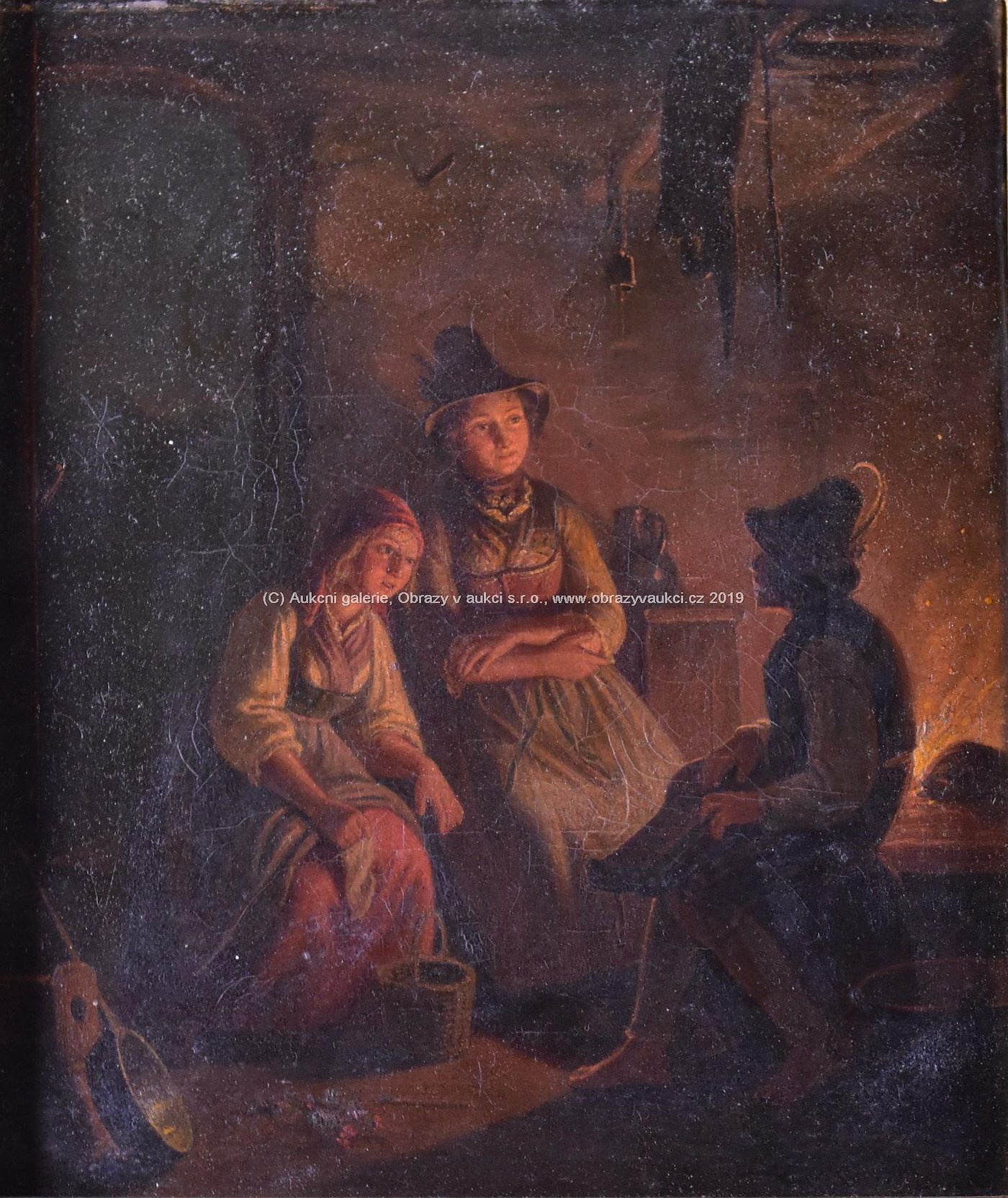 Nesignováno (středoevropský malíř druhé poloviny 19. století) - Večerní rozprava
