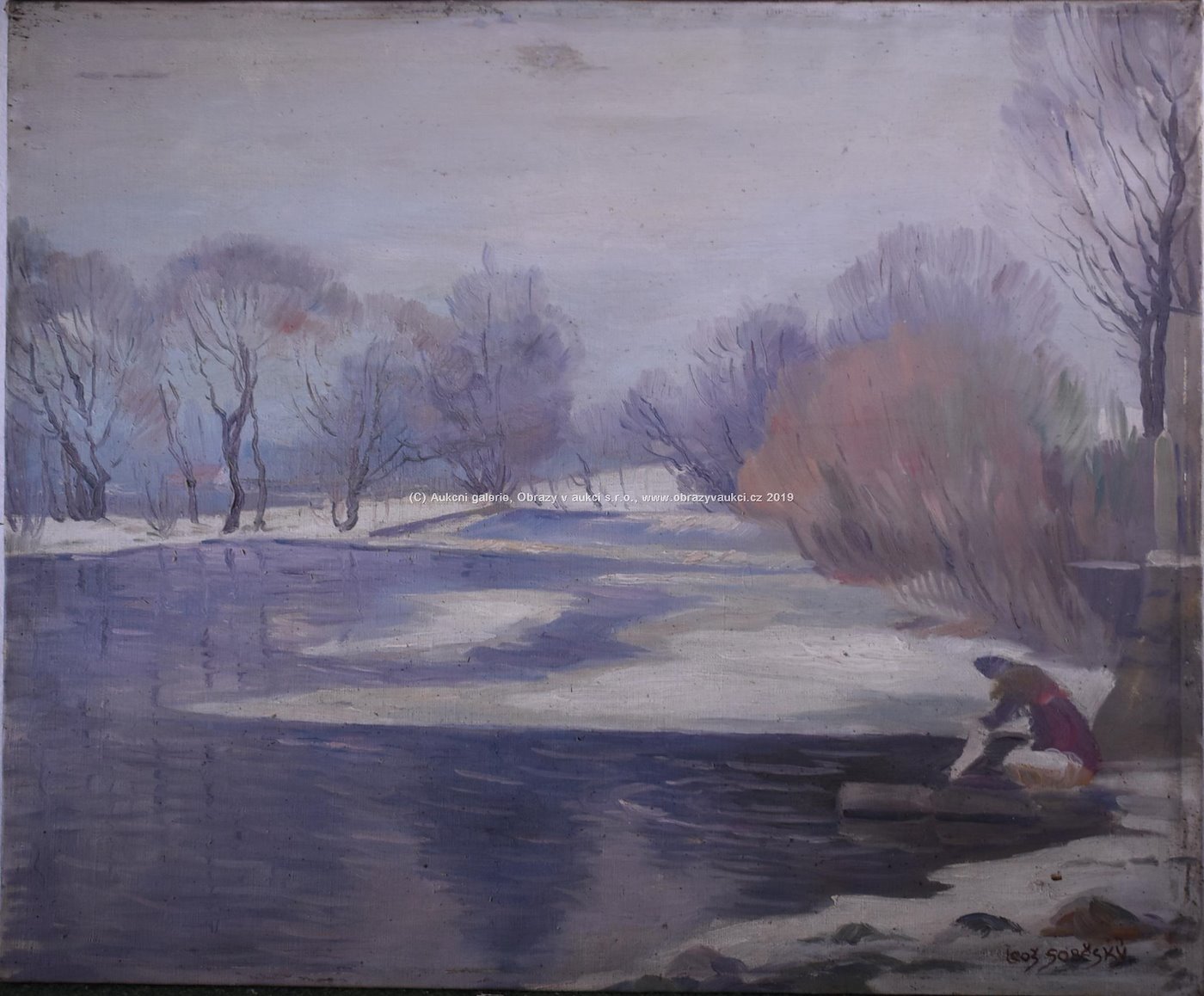 Leoš Soběský - Pradlena u zimní řeky