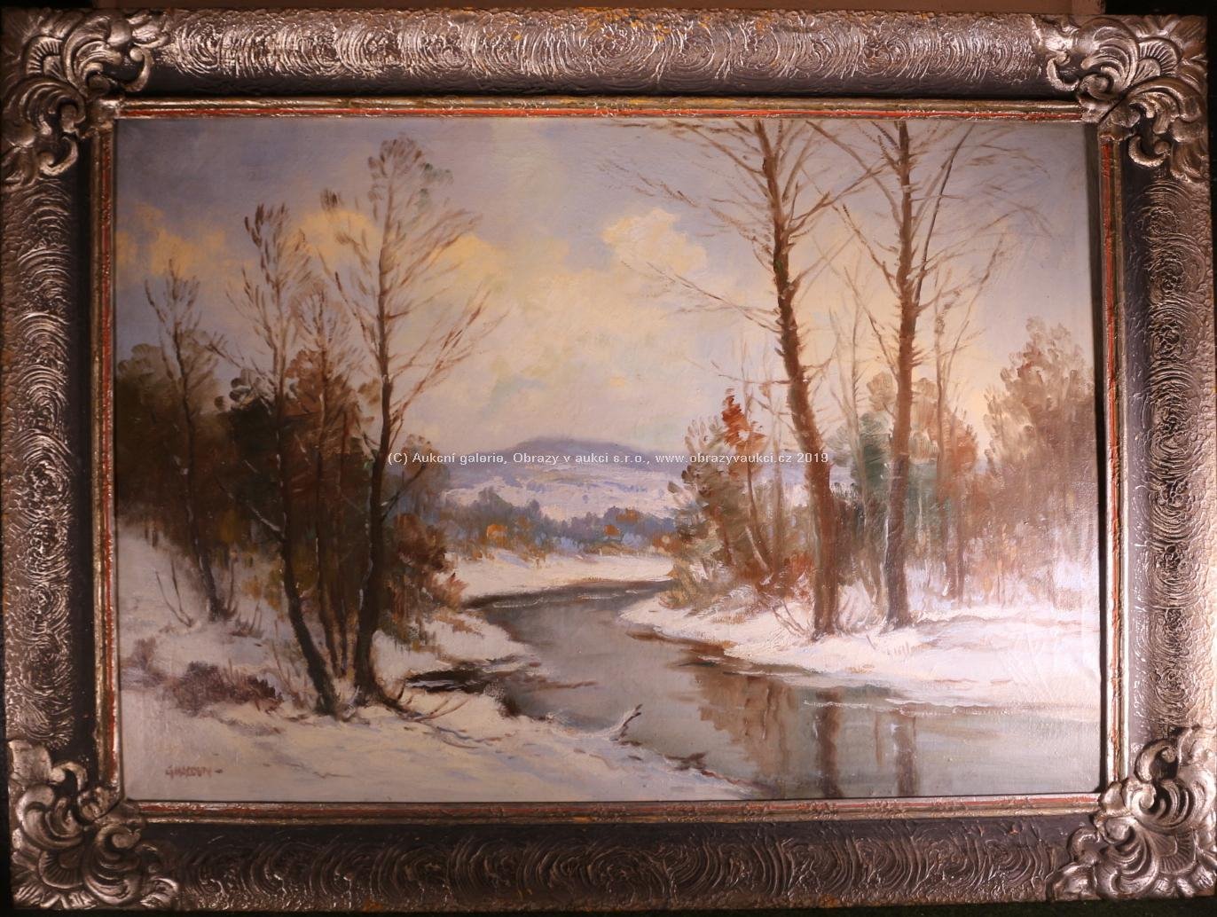 Gustav Macoun - Zimní krajina s potokem
